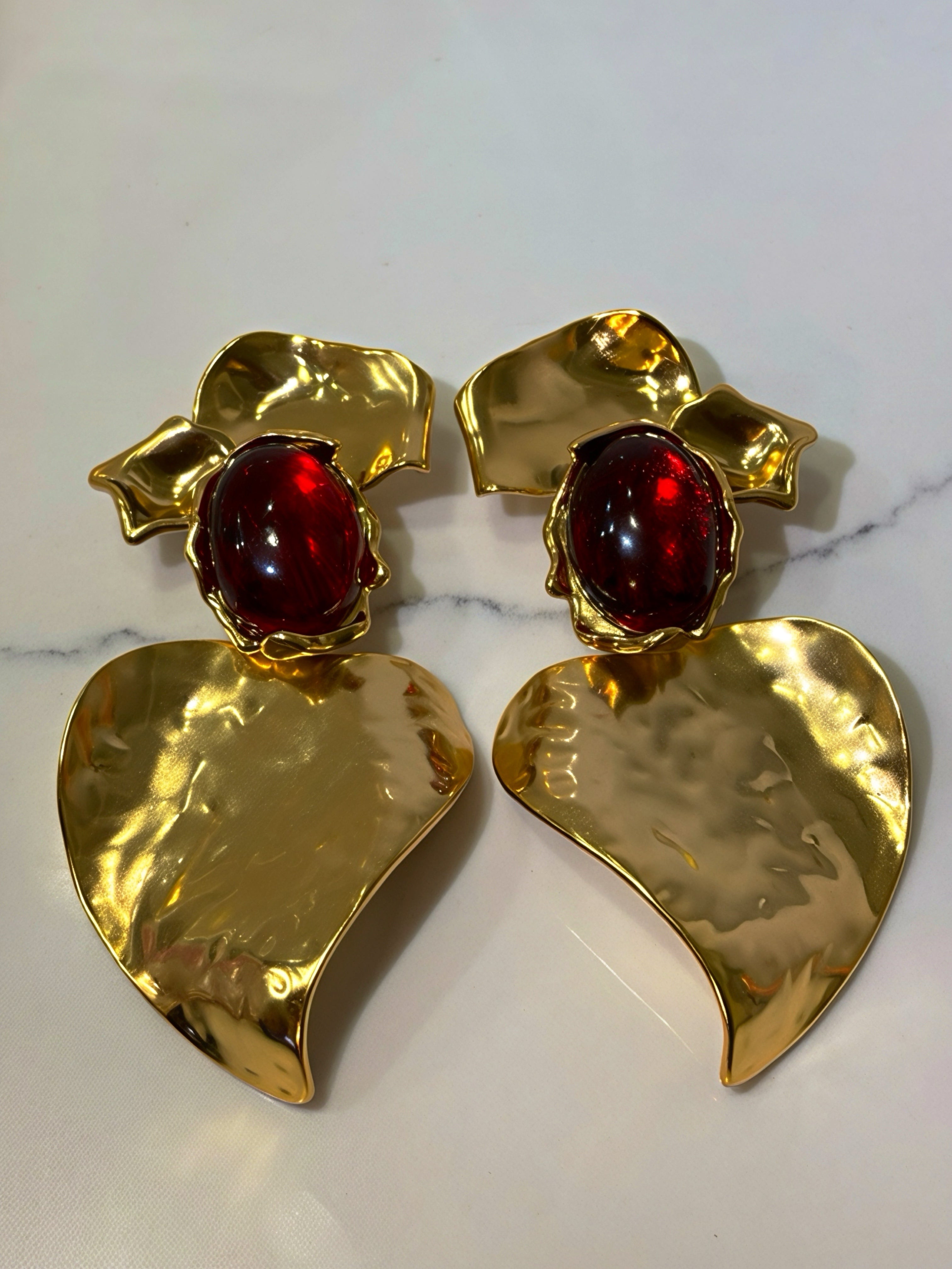 Big chunky leaf earrings