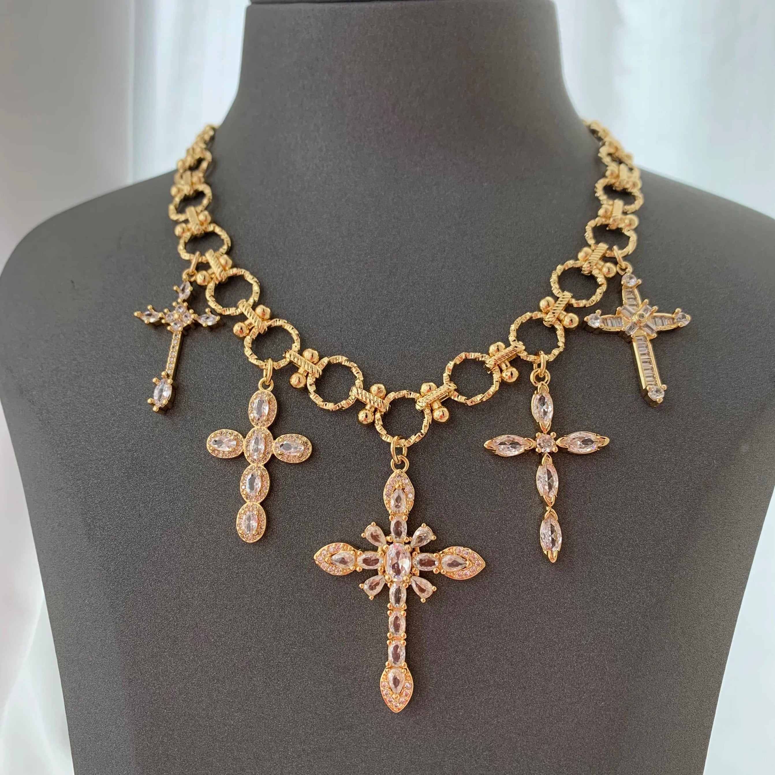 Dainty cross charm necklace