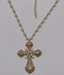 Big pearl cross necklace