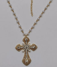 Big pearl cross necklace
