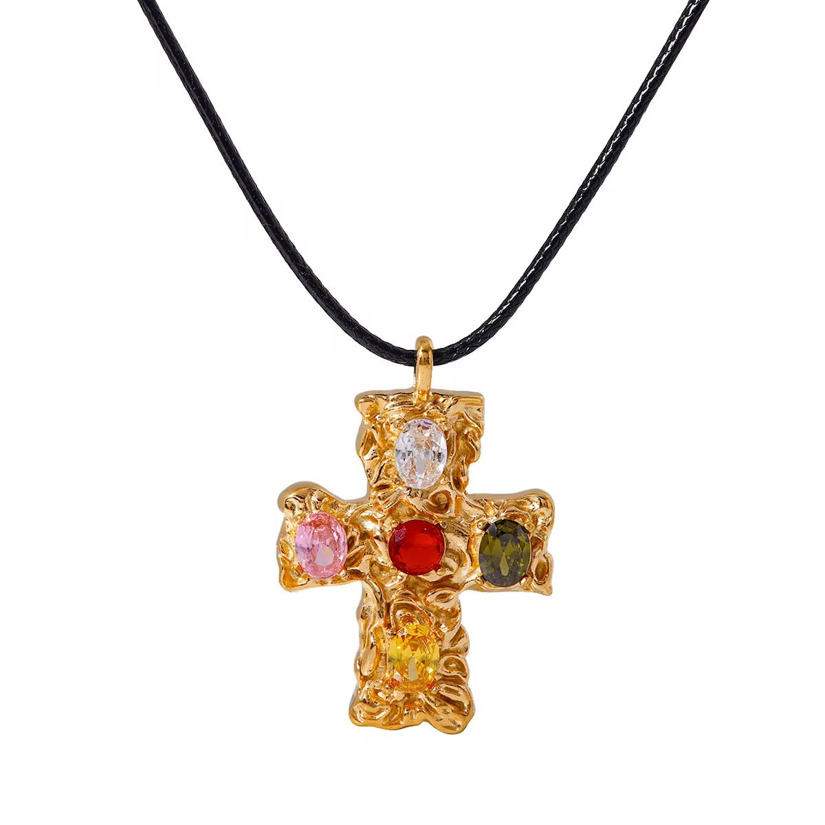 Multi tone cross necklace