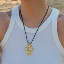 Gold rhinestone cross necklace