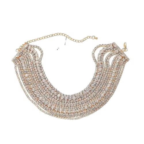Multi rhinestones choker
