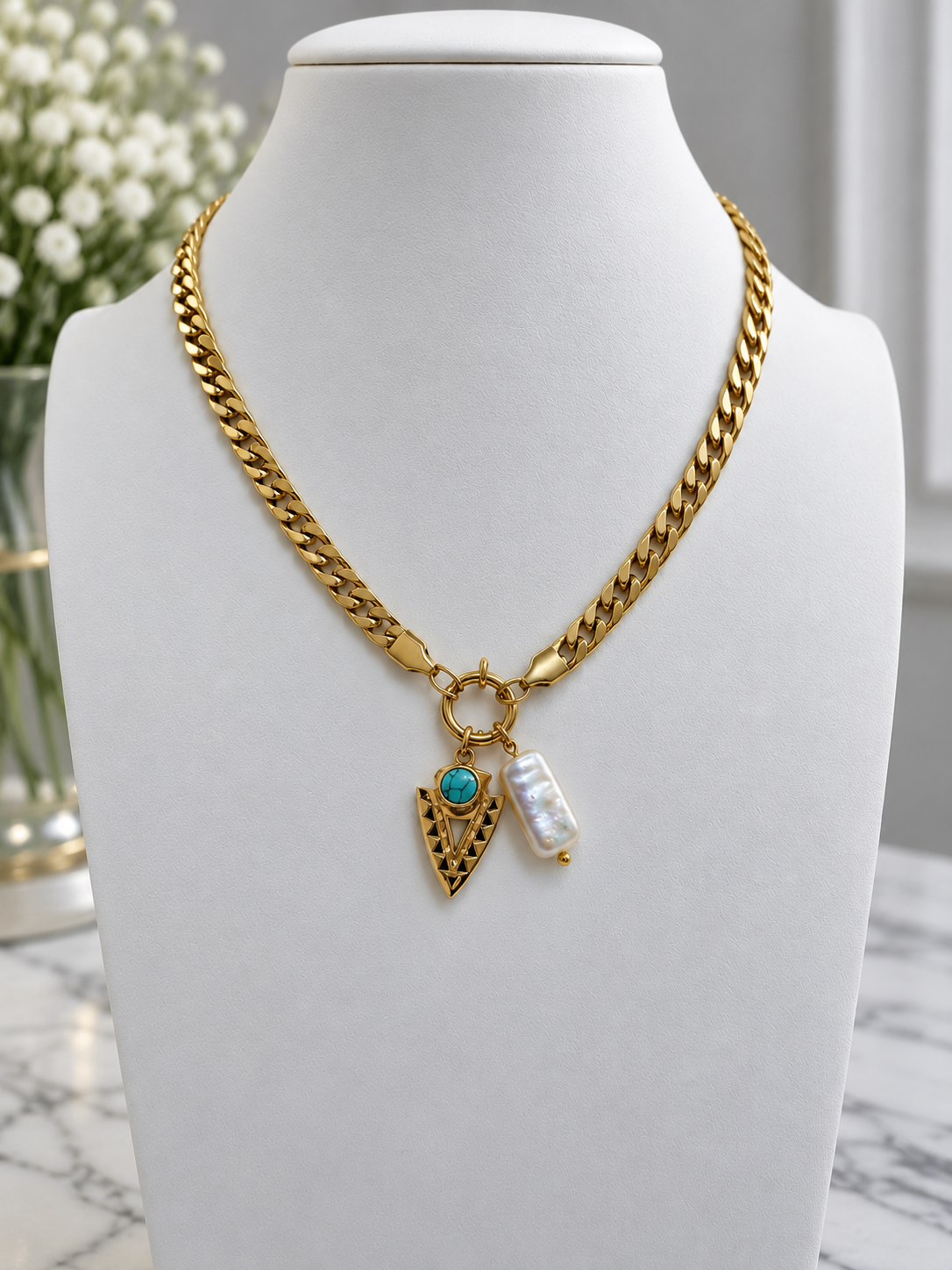 Turquoise Pearl Necklace