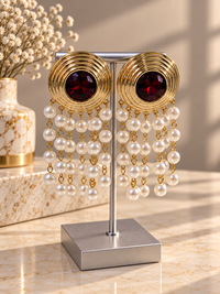 Ruby Pearl Glam Earrings
