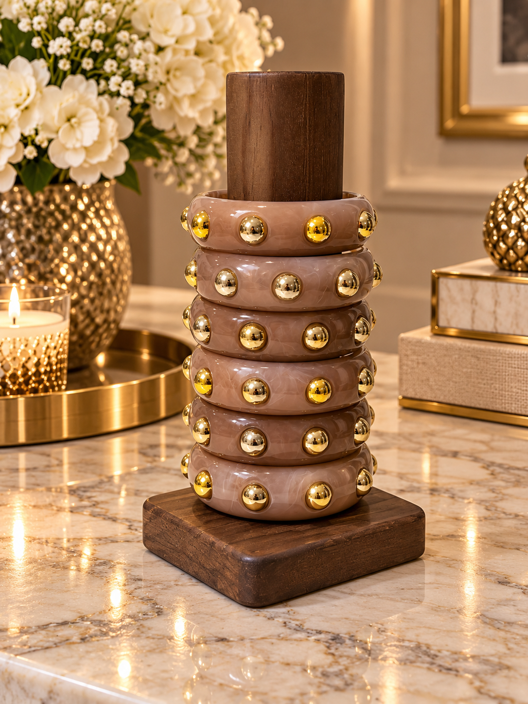 Amber Gold-Studded Bangles