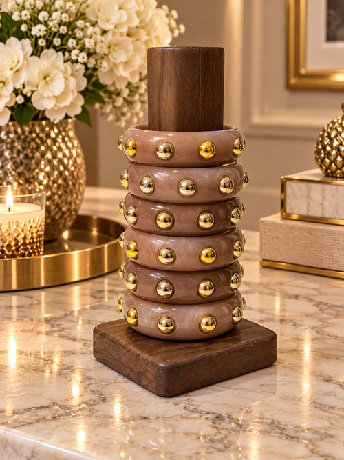 Amber Gold-Studded Bangles