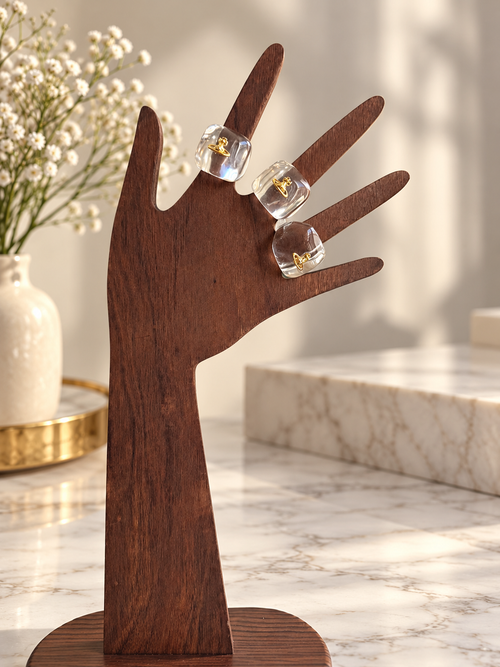 Clear sculptural rings
