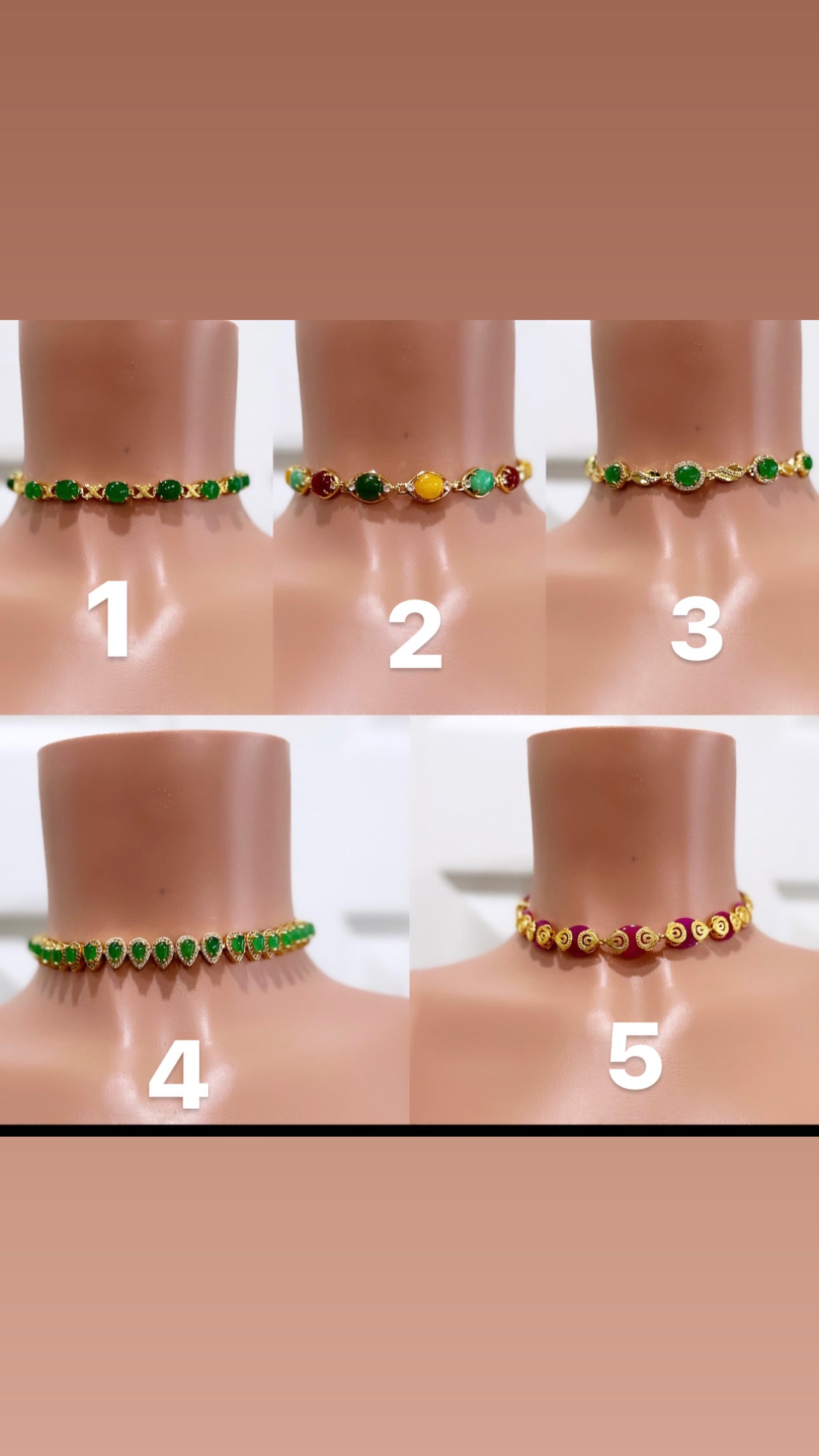 Gold jade chokers