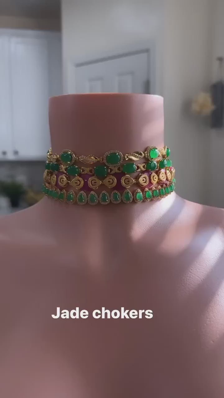 Gold jade chokers