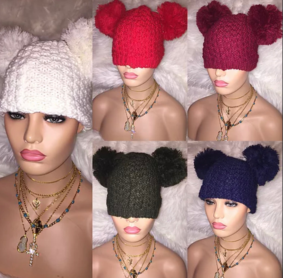 Double Pom hats