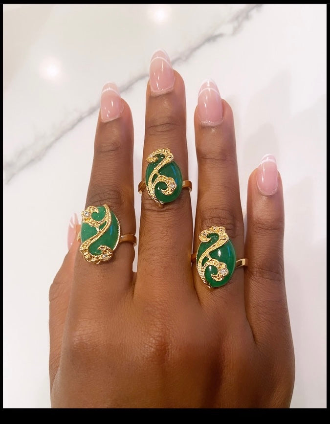 Jade swirl ring