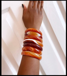 Orange swirl jade stone bangles