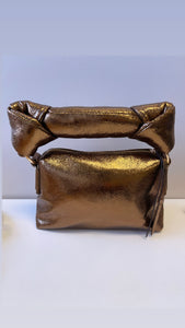 Brown gold bronzed bag