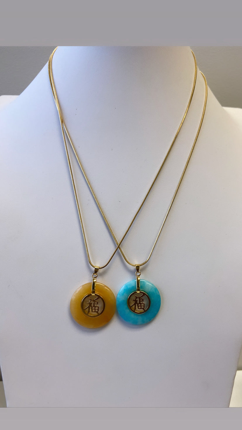 Jade coin necklace