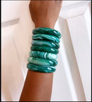 Green swirl jade stone bangles